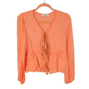 Glamorous Jacquard Blouse With Tassle Ties | US 8